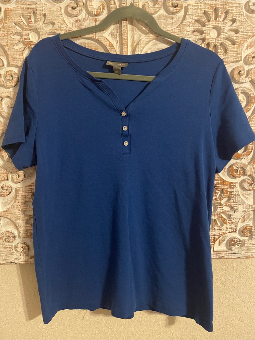 Style & Co. Short-Sleeve Henley Tee in Blue